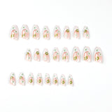 French white edge cute flower press on nails fresh detachable 24 pieces nail art fake nail nail finished product wholesale｜365nails