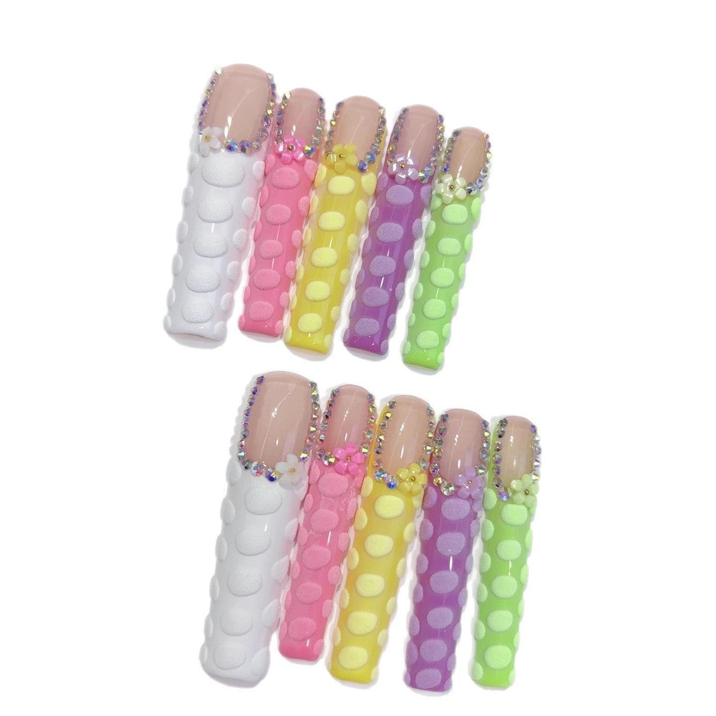 Pastel Candy Dot Playful Sculpted Press On Nails