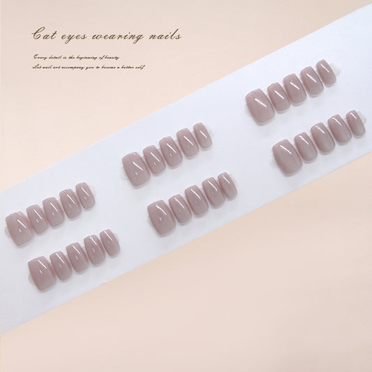 Dicas de unhas pré-fabricadas unhas de fada gás gelo transparente lavanda simples moda olho de gato manicure suave 30 peças ｜ 365 unhas