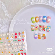 Strawberry Bear Collection: "Kawaii Berry Friends" – 3D Embossed Nail Sticker