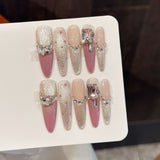 Pink Glitter Crystal Luxe Princess Nails