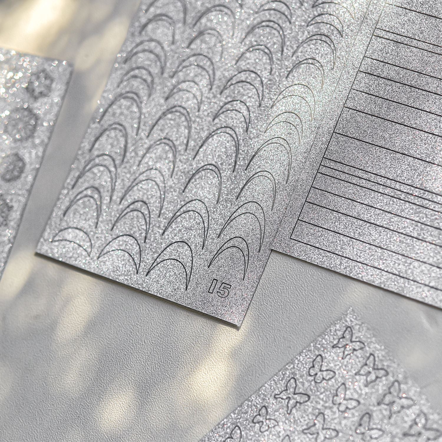 Silver Glitter Stripe: "Minimalist Shimmer" – Nail Sticker