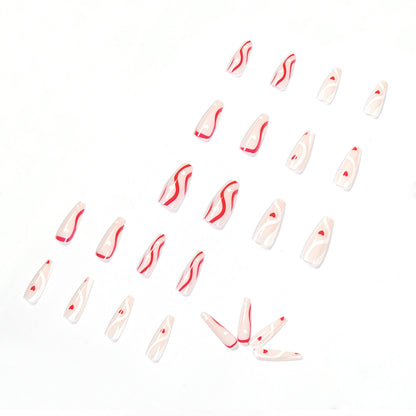 Pop Line Long Ballet Wear Nail Art Finished Fake Nail Nail Art Patch Nail Patch Removable Nail｜365nails