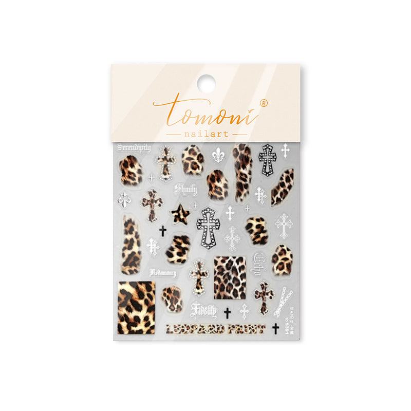 Y2K Leopard Collection: "Edgy Leopard" – 3D Embossed Nail Sticker