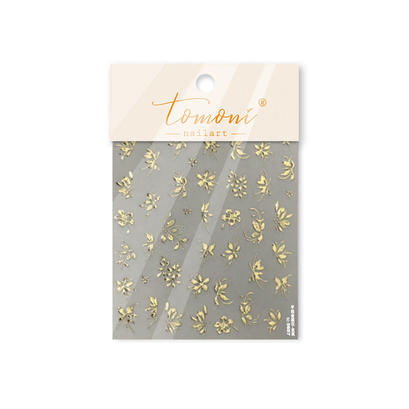 Gilded Floral Collection: "Vintage Gilded Orchid" – 3D Embossed Nail Sticker