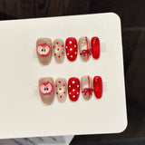 Red Apple Polka Dot Cute Nail Set