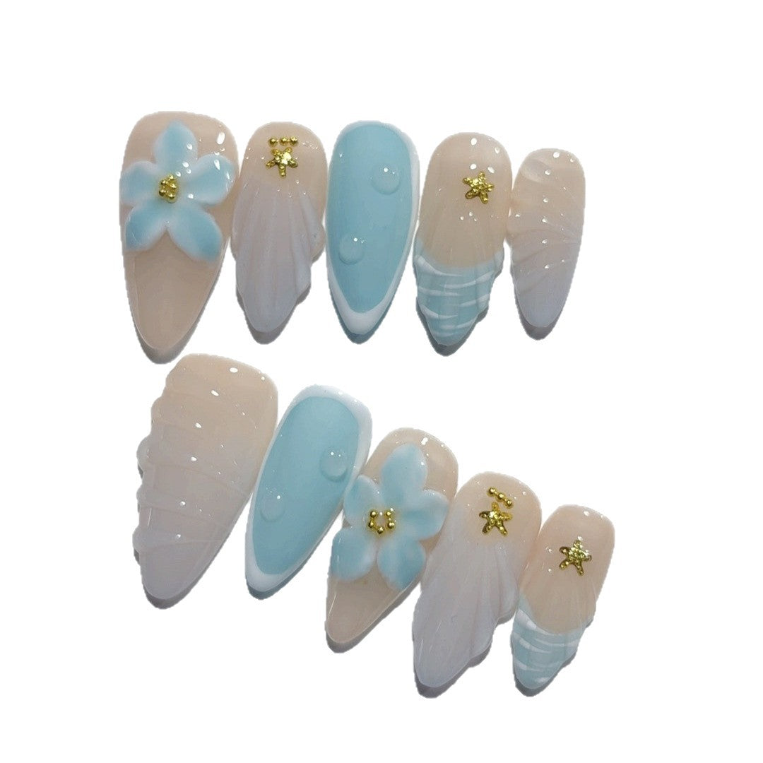 Cloud Dream: "Sky Blossom" – Unhas Postiças Amêndoa