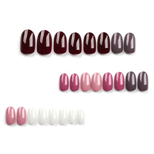 Simple solid color classic nails art film short short round press on nails autumn new nails patch fake nails film｜365nails