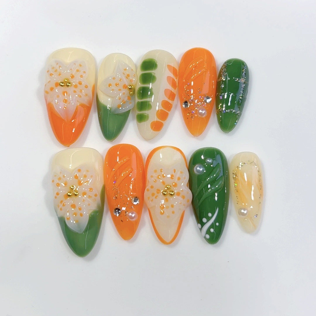 Frescor Cítrico Floral: "Orange Blossom" – Unhas Postiças de Amêndoa