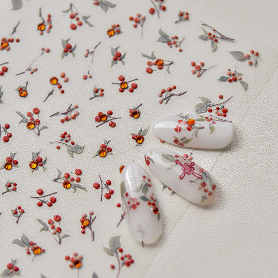 365nails: "Red Berry Branch" – nail art stickers