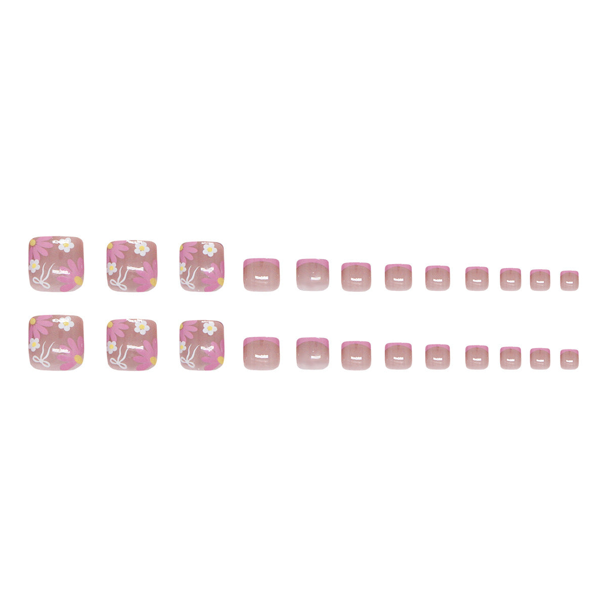 紫色小雛菊蝴蝶結法式腳趾穿戴甲 成品可拆卸 24片｜365nails