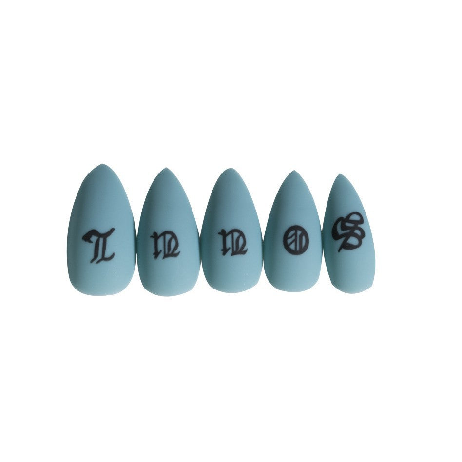 Patch de manicure de unha postiça com acabamento bacana e cabeça pontiaguda punk fosca e saltitante ｜365nails