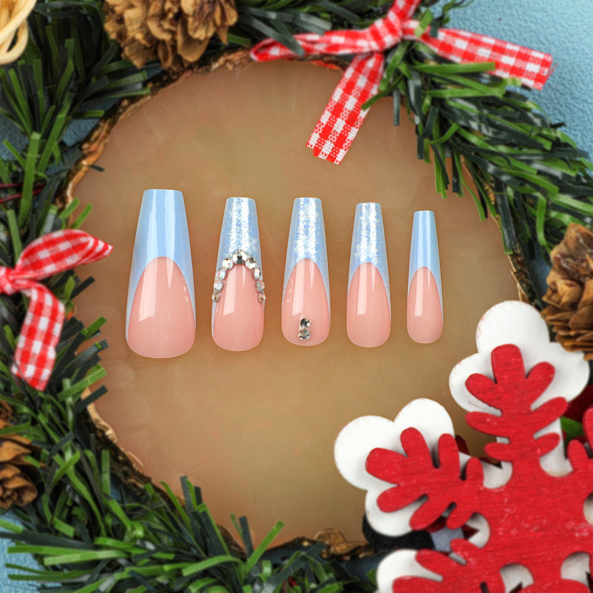 Produto acabado para unhas populares no atacado, unhas postiças com diamante flash, produto acabado para unhas postiças, unhas postiças removíveis com pressão｜365nails