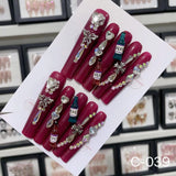 Extra Long 5.5cm Water Pipe Press-On Nails | Handmade Collection | Round Shape