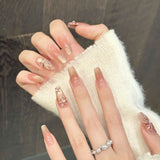 Soft Blush Pearl Spider Floral Press On Nails