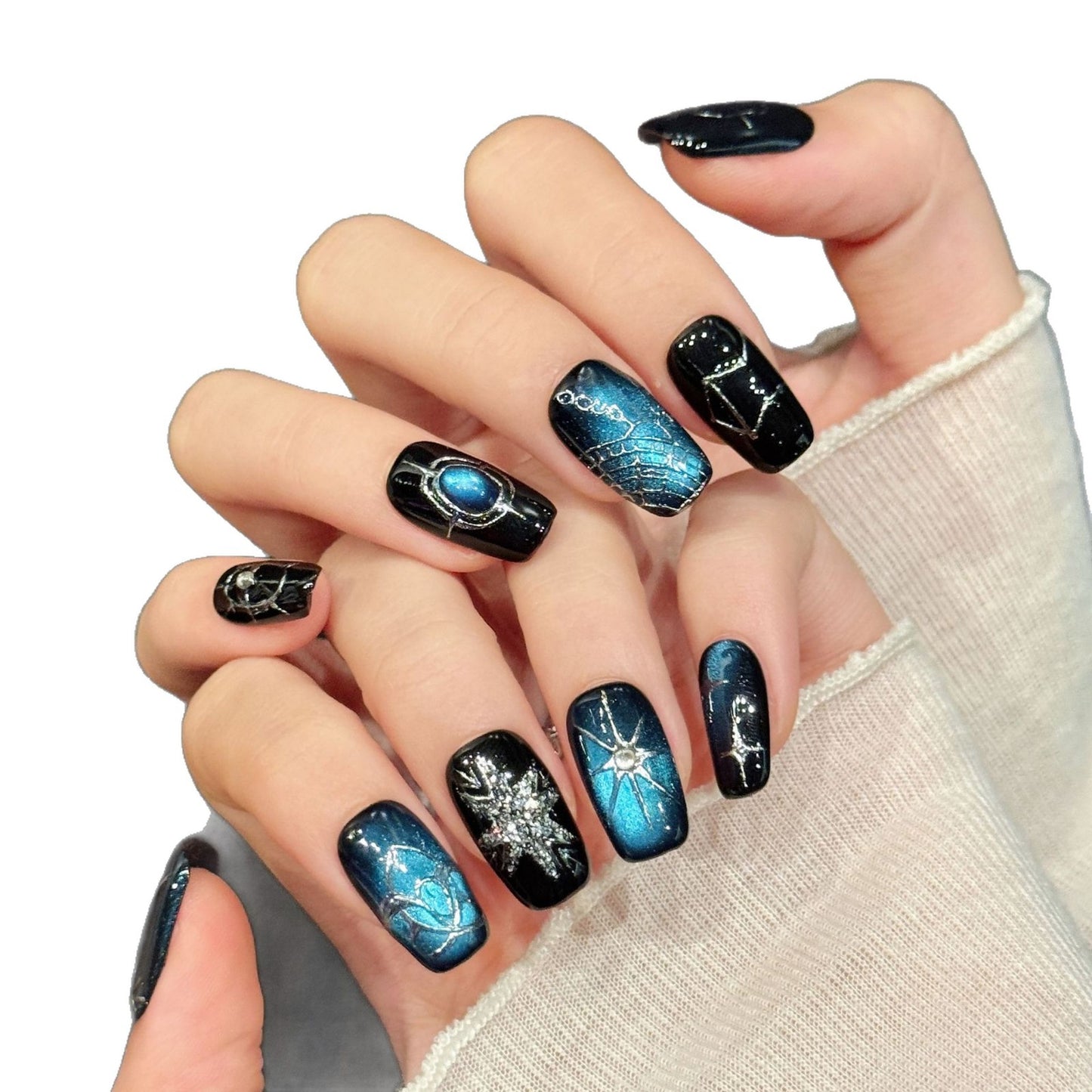 Galaxy Constellation Blue Press On Nails