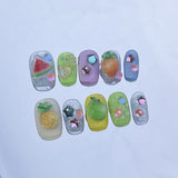 Pure handmade press-on nails three-dimensional fruit small fresh cartoon nail patch wearable nail sticker cute fake nail｜365nails