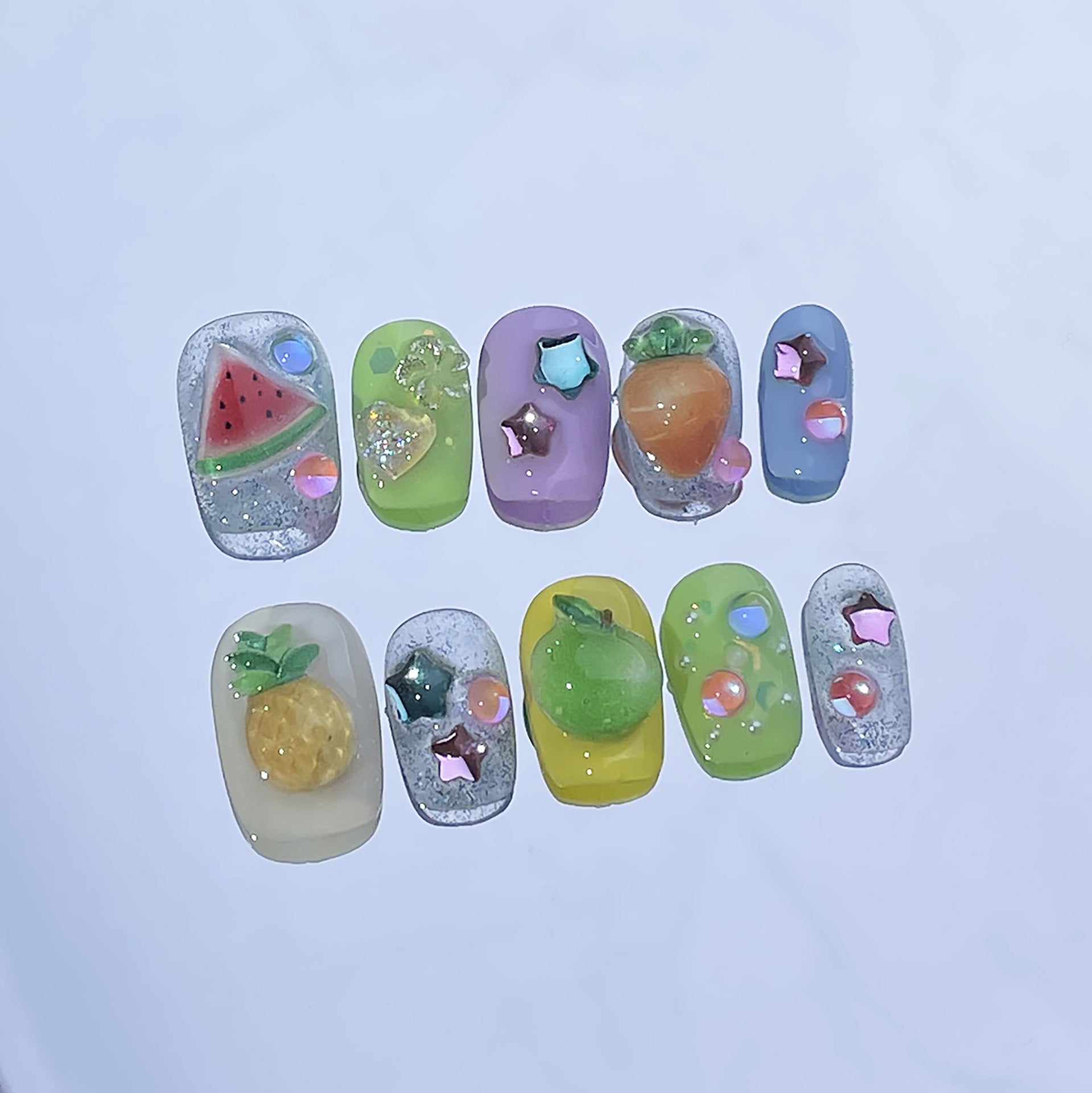 Pure handmade press-on nails three-dimensional fruit small fresh cartoon nail patch wearable nail sticker cute fake nail｜365nails