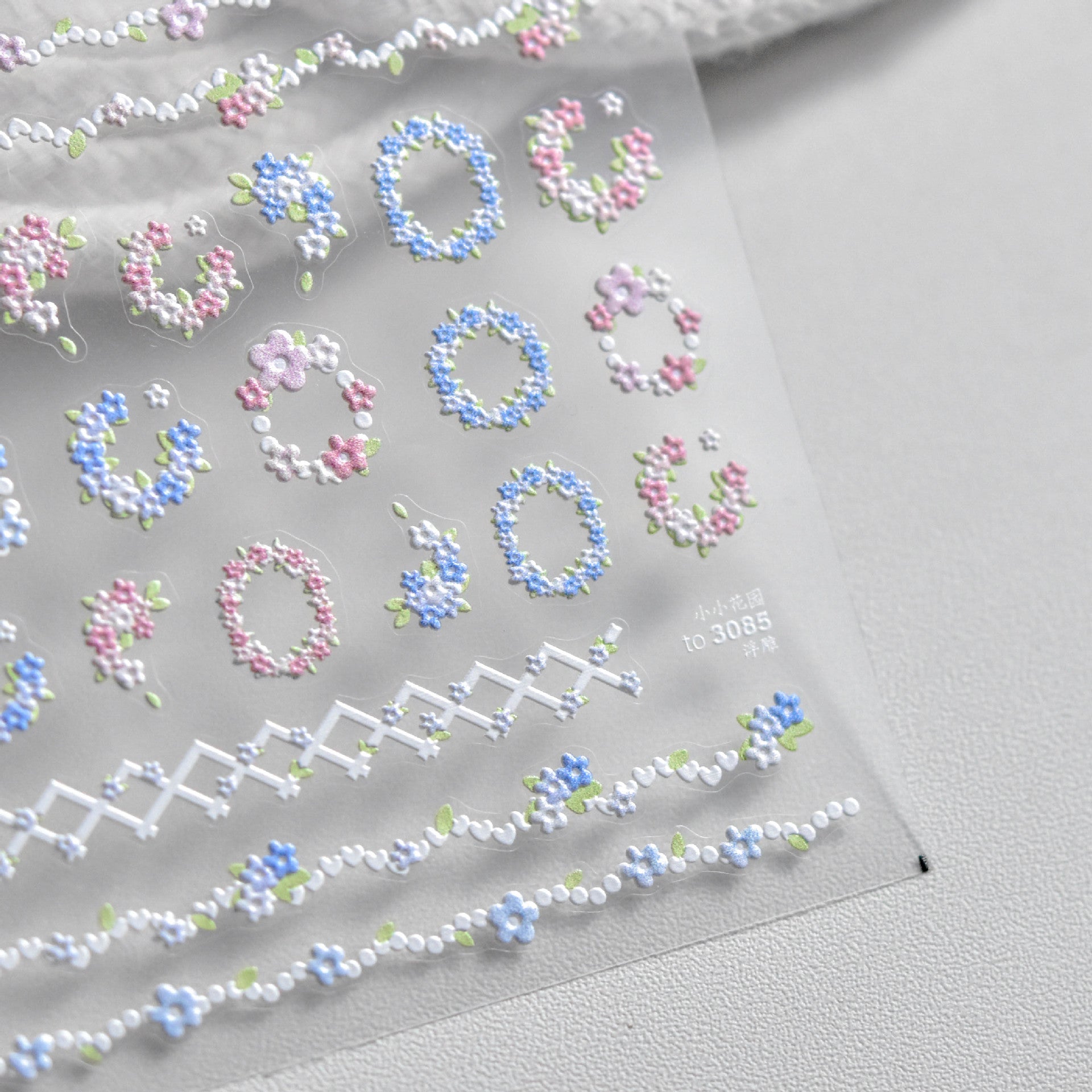 365nails: "미니 플로럴 리스 & 레이스 엠보싱 세트" – 네일 아트 스티커