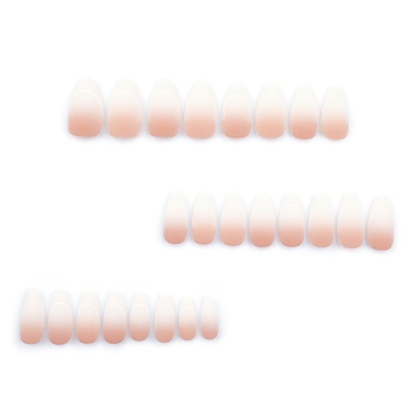 Simple pink white gradual change manicure fake nail white curve press on nails short almond nail patch removable nail piece｜365nails