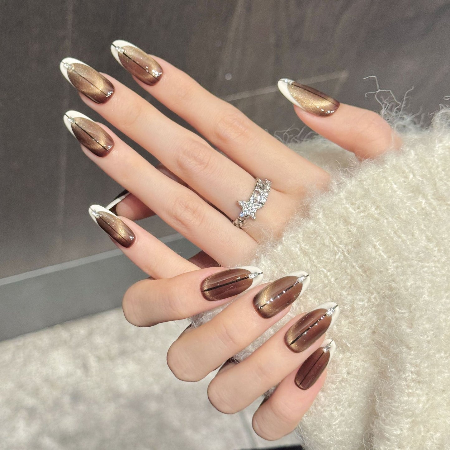 Caramel Brown Cat Eye Press On Nails