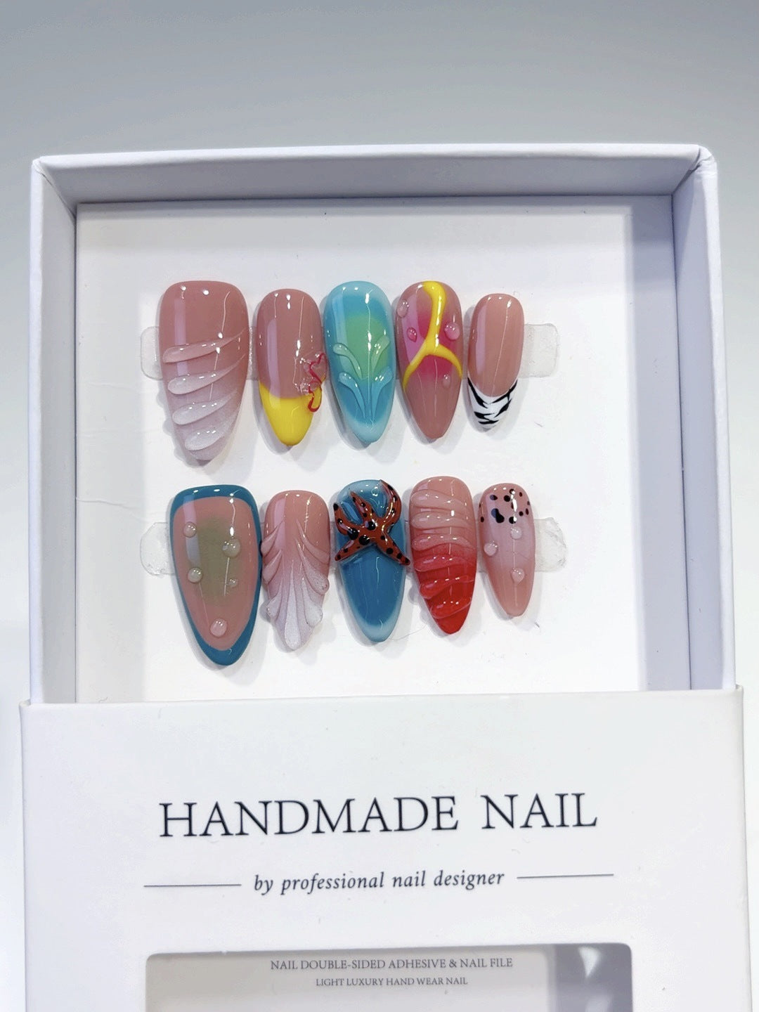 Beach Vacation Series: "Tropical Flip Flop" – Almond Handmade Press-on Nails