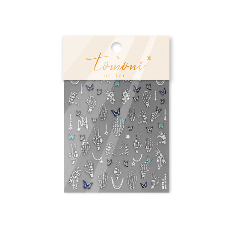 365nails: "Metallic Skeleton Hand & Butterfly" – Nail Art Stickers