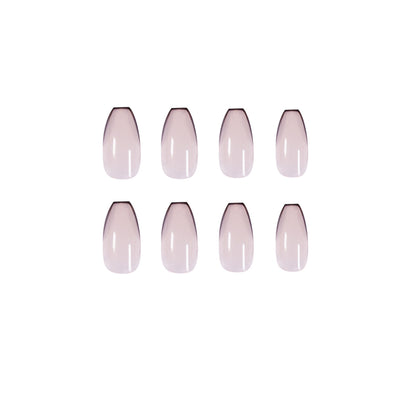 Uñas francesas cortas de ballet en color nude y negro, con acabado de uñas postizas, parches para uñas, parches extraíbles | 365nails