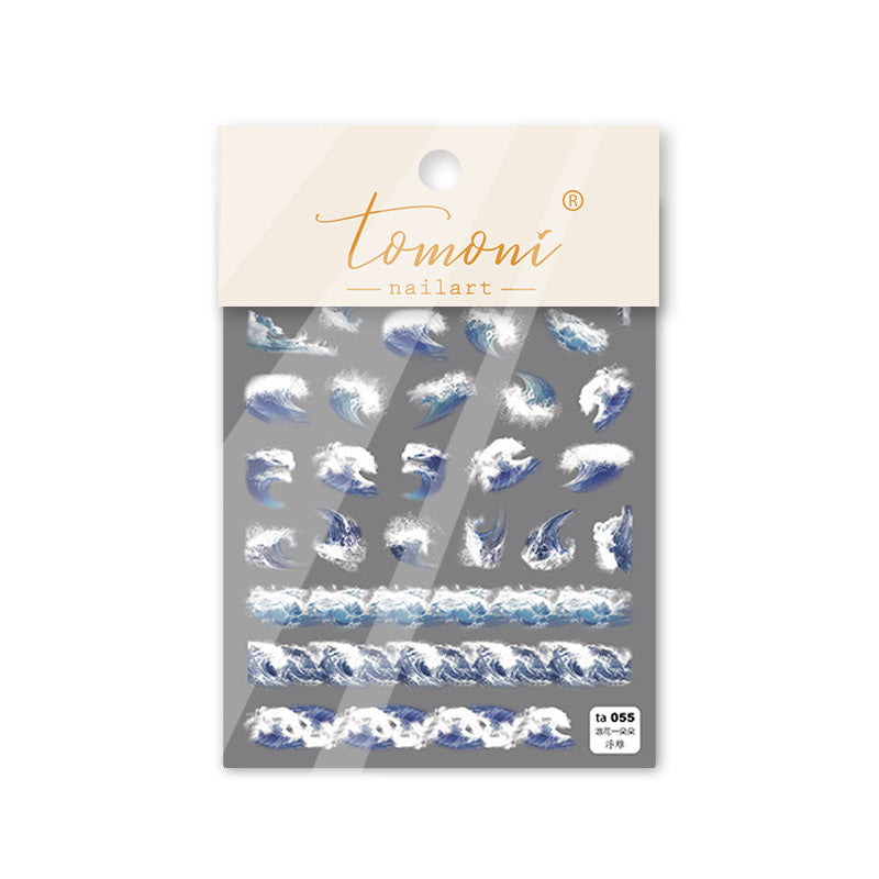 Ocean Wave Collection: "Watercolor Ocean Wave" – 3D Embossed Nail Sticker