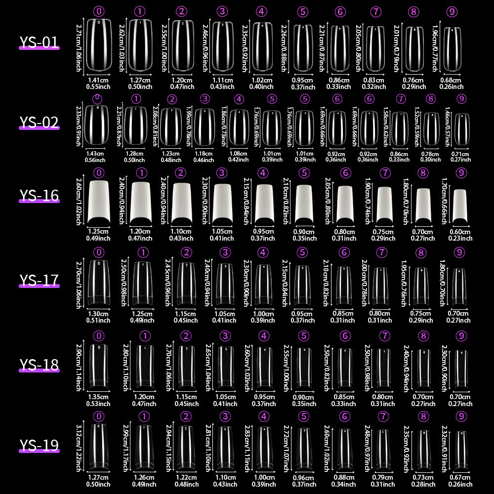 Nail Tips Transparent nail piece Semi-sticker Shallow sticker 500 pieces French long nail art trapezoidal square light and thin press on nails  nail piece