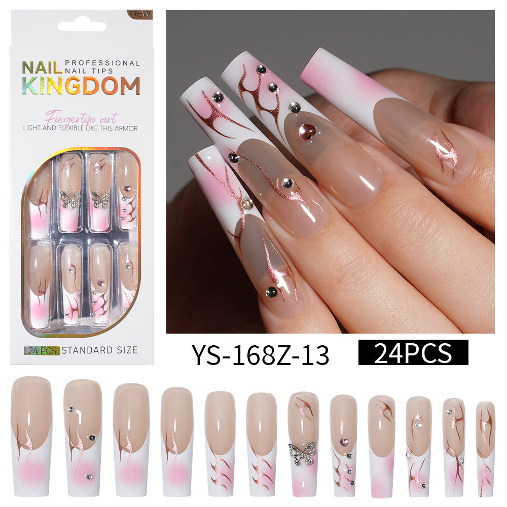 Long press on nails, French versatile patch nail art removable prefabricated fake nail press on nails piece