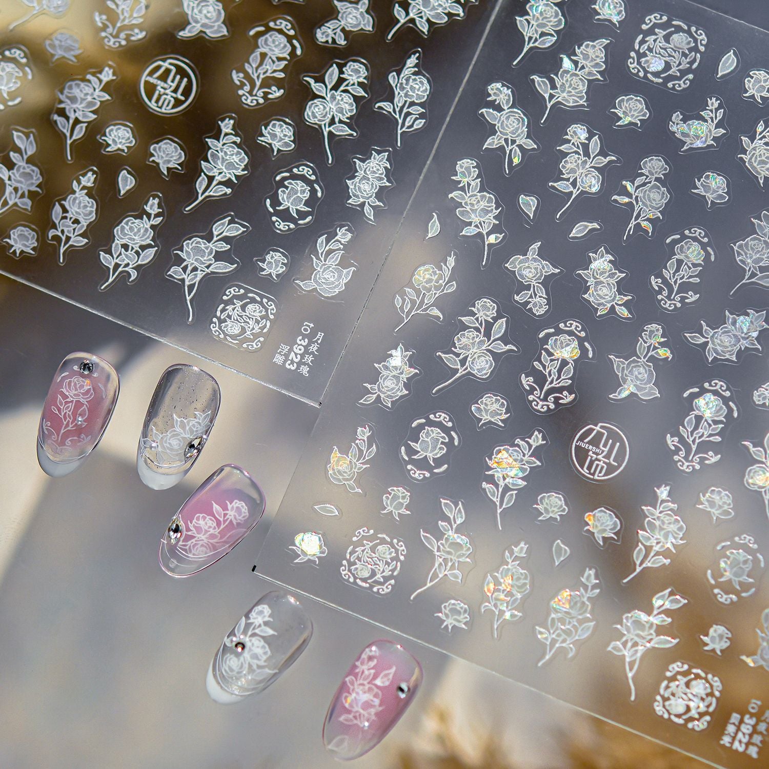 365nails: "iridescent moon rose embossed set" – Nail Art Stickers