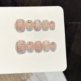 Iridescent Snowflake Glitter Pastel Press On Nails