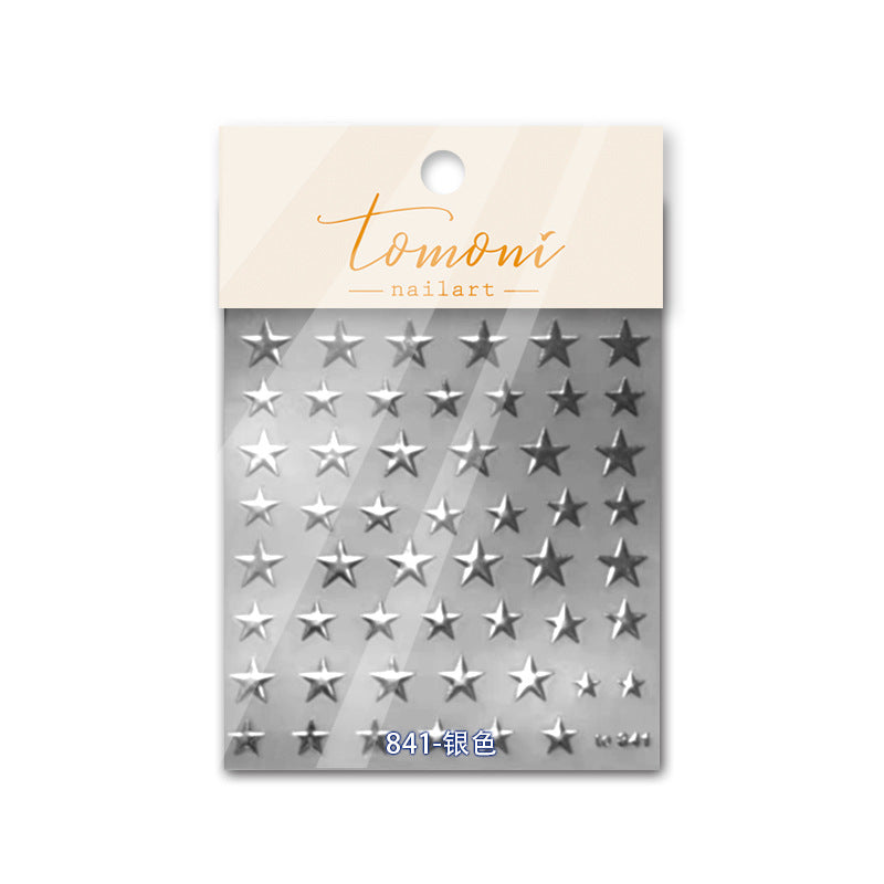 Starry Sky Collection: "Silver Metallic Star" – 3D Embossed Nail Sticker