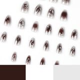 Uñas postizas cortas con diamantes de imitación negros, uñas postizas avanzadas, venta al por mayor, media pegatina, 365nails