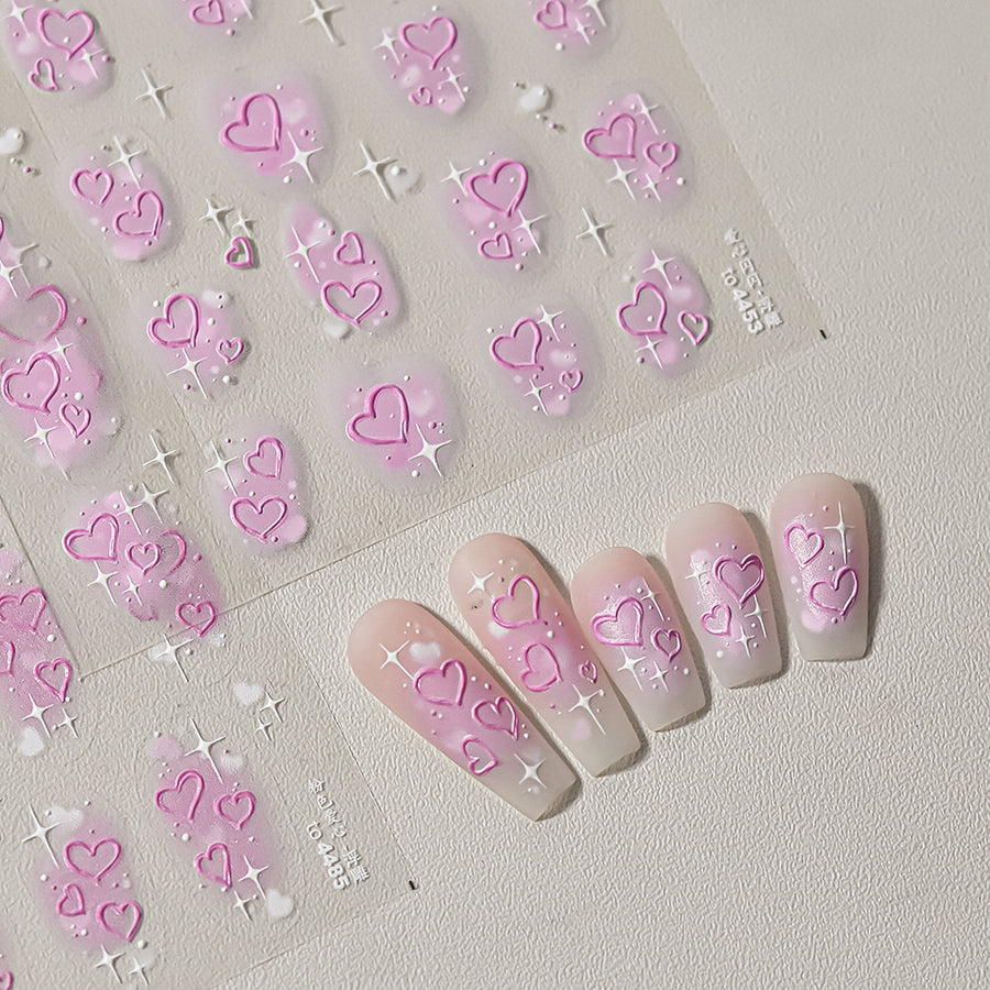 365nails: 핑크 그라데이션 하트 네일 아트 스티커