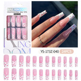 Press on nails fake nail patch extension nail Spice Girl medium rectangle removable 24 pieces with drill manicure