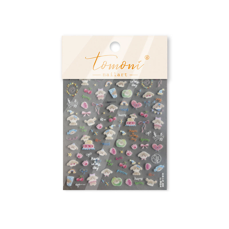365nails: "cute cat butterfly doodle embossed set" – Nail Art Stickers