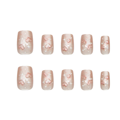 Pontas de unha pré-fabricadas, unhas brilhantes, estrela tridimensional, amor, olho de gato, divertidas, doces, versáteis, peças de arte para unhas, 30 peças｜365nails