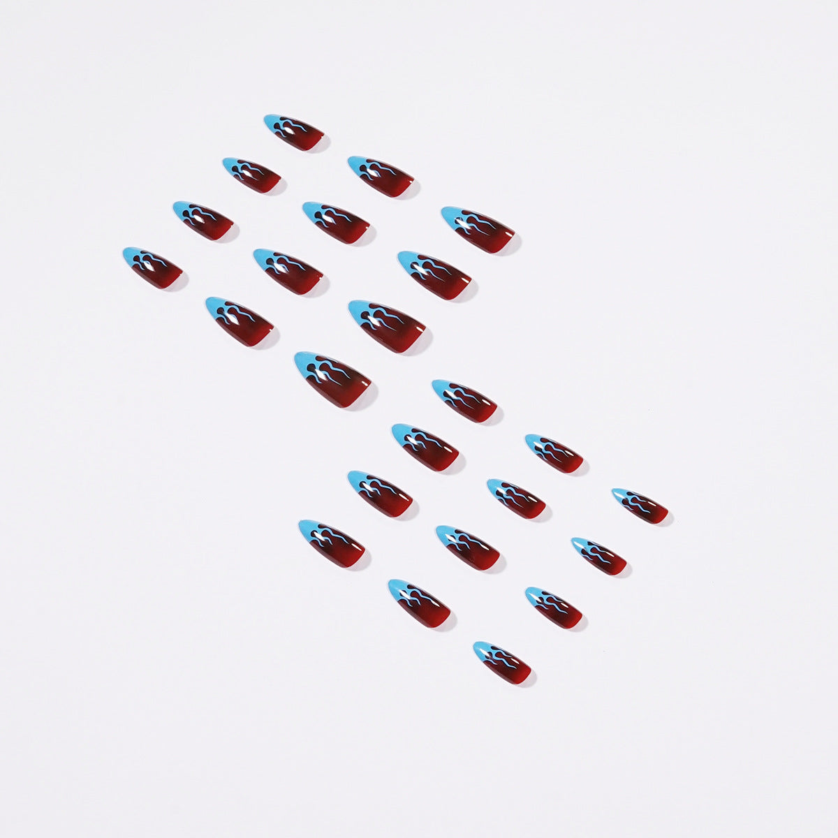 Patch de unha de outono e inverno French Wear Patch de unha âmbar Patch de unha de chama Patch de unha Produto finalizado, removível｜365 unhas