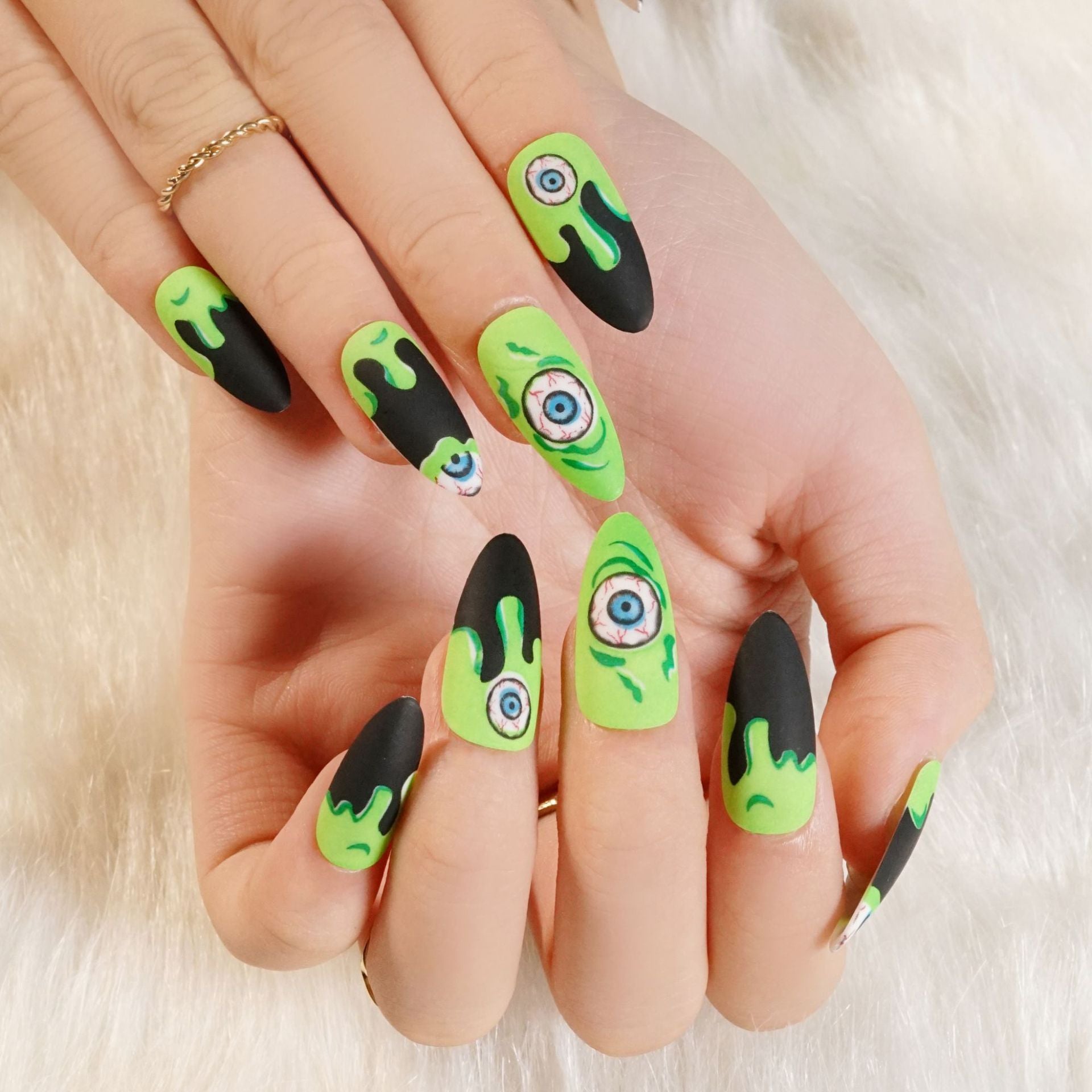 Coleção de unhas pontiagudas de Halloween, remendo de unha, peça de unha, unha falsa, produto finalizado｜365nails