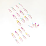 Patch de unha com acabamento artístico da série Rainbow French, removível ｜365nails