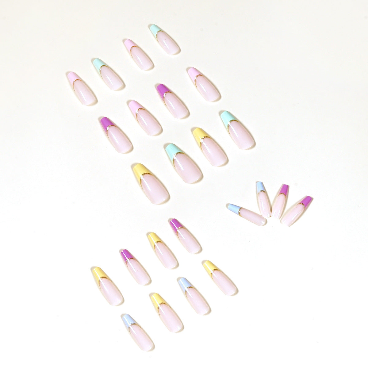 Patch de unha com acabamento artístico da série Rainbow French, removível ｜365nails