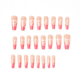 Unhas postiças longas de balé com borboleta rosa por atacado ｜365nails