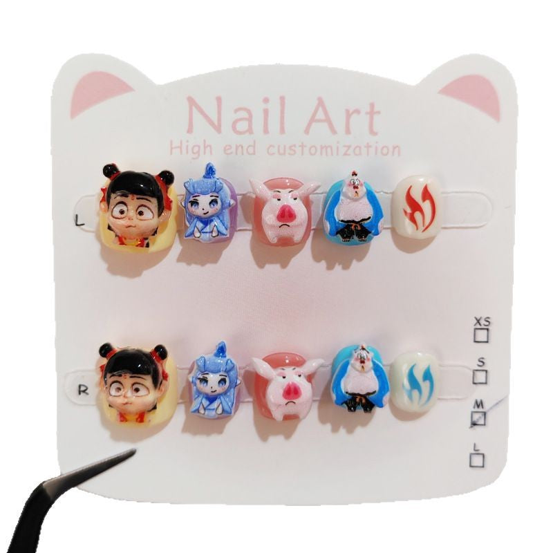 365nails-Ne Zha Kids Series: "Magic Hero Squad" – Short Square Kids Nail Art