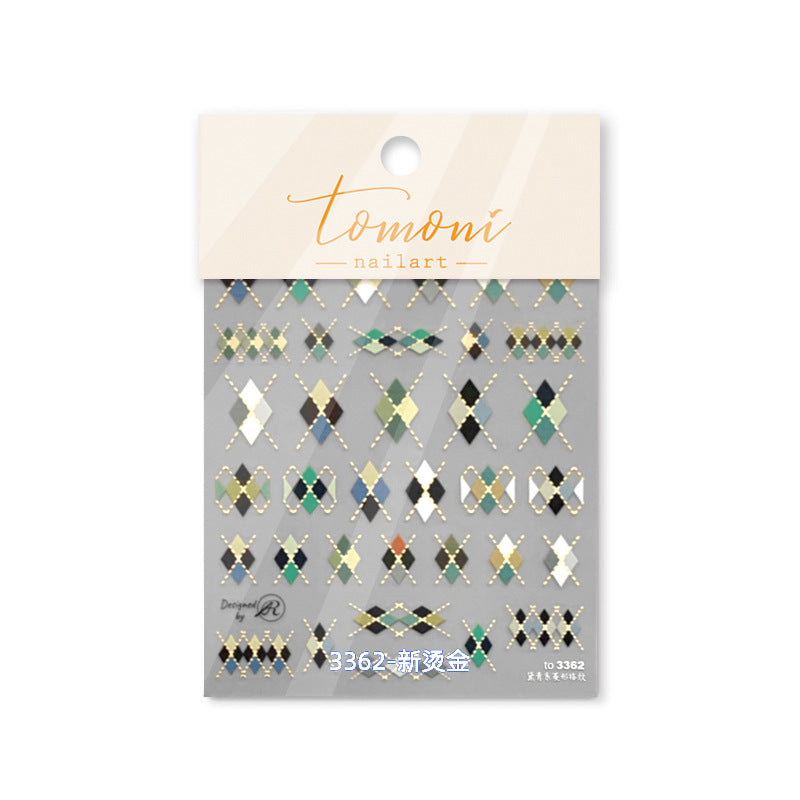 Argyle Plaid Embossed: "Vintage Preppy" – 5D Embossed Nail Sticker