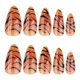 Wild Tiger Stripe Glossy Medium Almond Press On Nails
