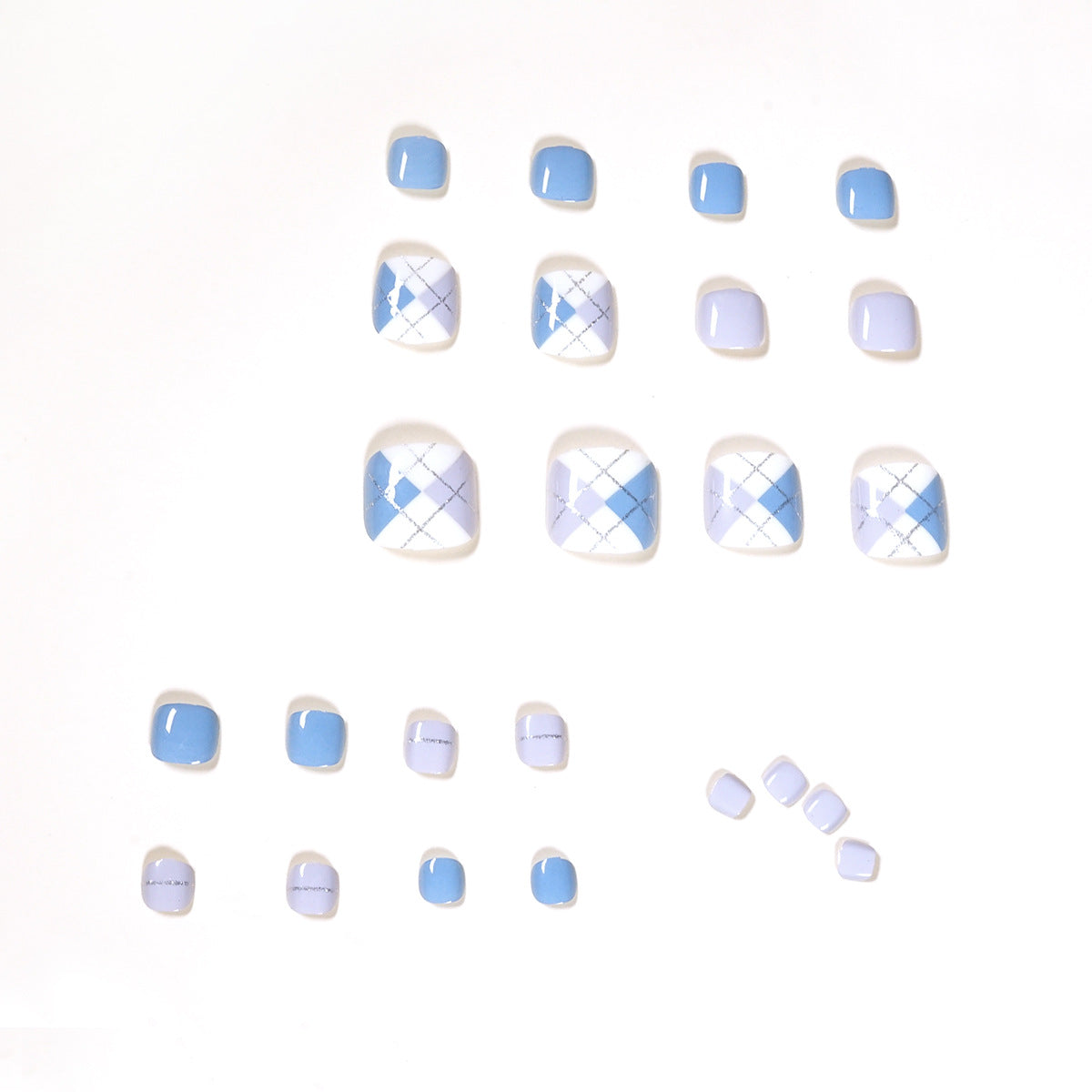 Morandi色系藍白腳甲成品 可拆式甲片｜365nails