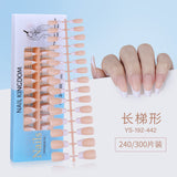 Nail Tips New  French press on nails 240 pieces boxed fake nail manicure work in progress matte full sticker French nail piece