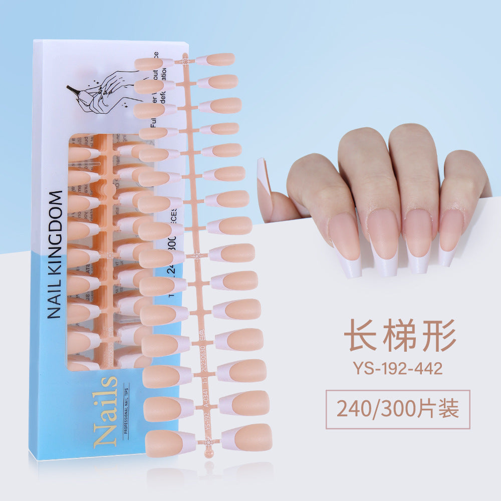 Nail Tips New  French press on nails 240 pieces boxed fake nail manicure work in progress matte full sticker French nail piece